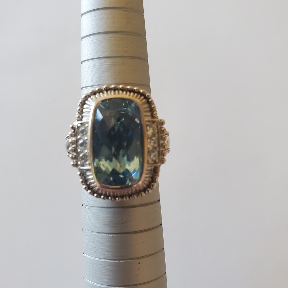 Judith Ripka Blue Topaz & Diamonique Ring, Size 6 - Picture 8 of 8